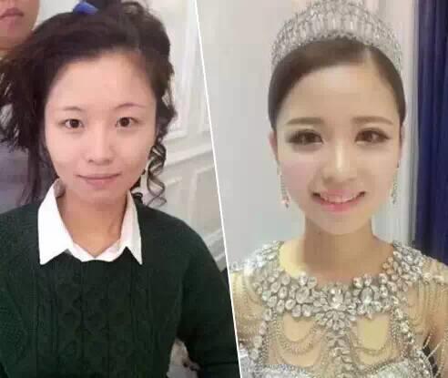 【吴越学校】新娘妆前妆后对比照，会“妆”就是那么任性！（附专业新娘化妆跟妆细节）