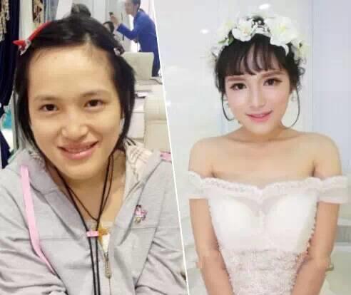 【吴越学校】新娘妆前妆后对比照，会“妆”就是那么任性！（附专业新娘化妆跟妆细节）